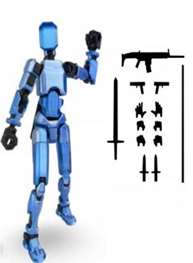 RAMONI Dummy 13 Action Figure, Blue Action Figure+Accessories, 13.5 cm, 8 Pieces, Innovative 3D Printing Technology, Multiple Interchangeable Accessories - Image 1